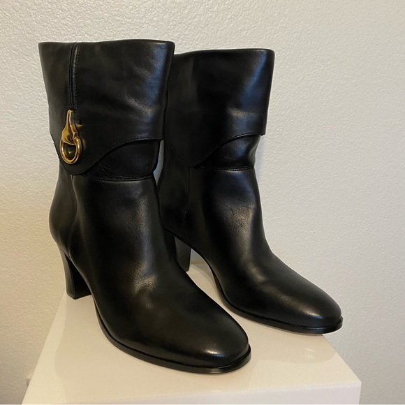 Arezzo Womens Vivian Leather Block Heel Mid-Calf Boots Sz 7.5 - Picture 4 of 10